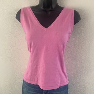 VTG Lilly Pulitzer Top Size M Soft Pink V-Neck Sleeveless Silk Woven Sweater